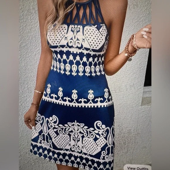 PRICE DROP! SHEIN Gorgeous Cut Out Halter Neck Dress - Size Medium - Picture 2 of 12